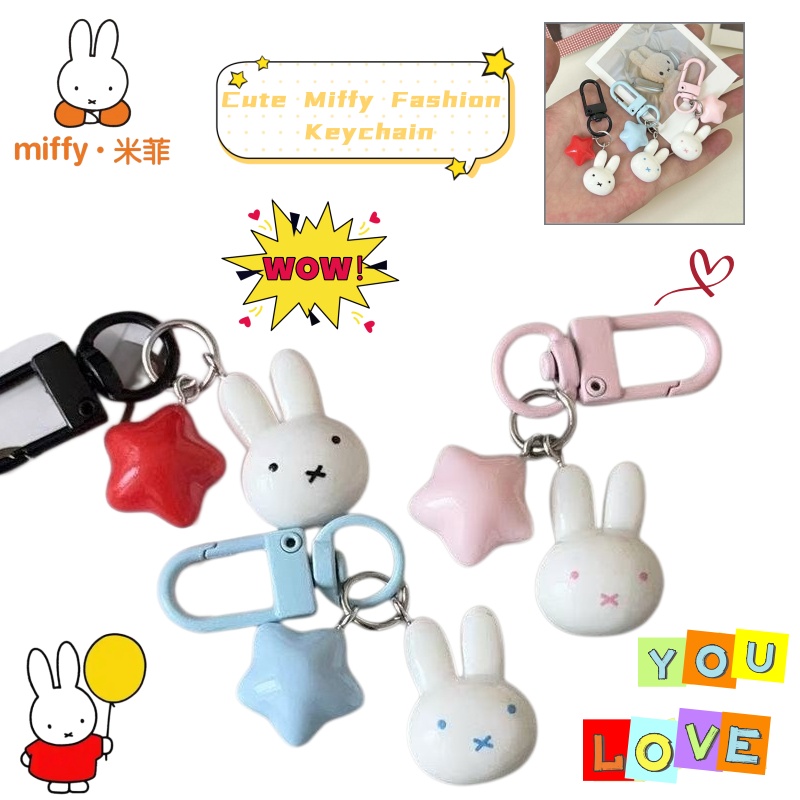 Carabiner Keychain - Kawaii Miffy Keychain Cute Rabbit Pentagram