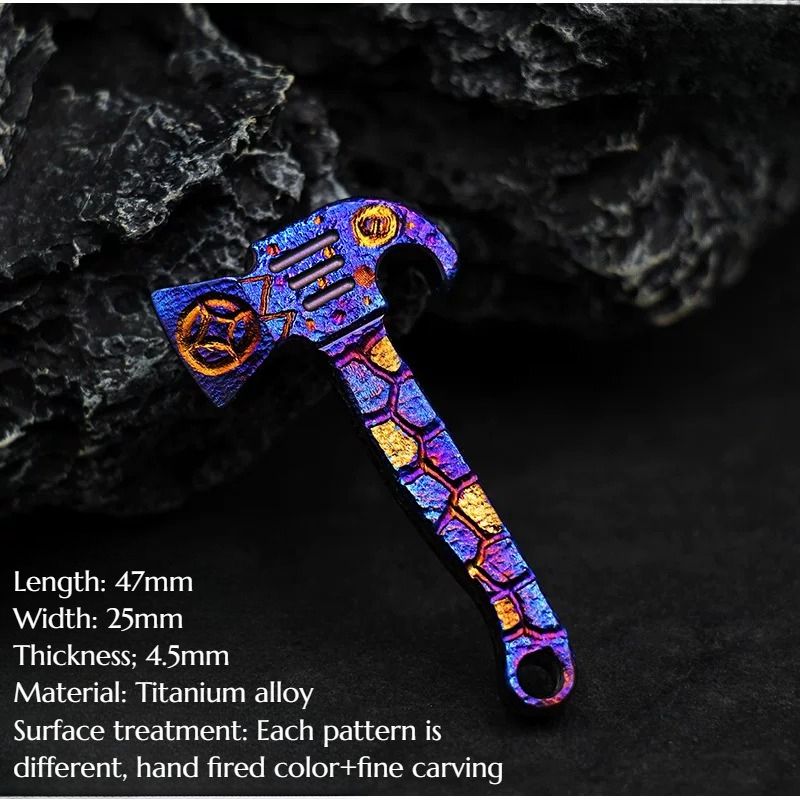 Titanium Pry Bar - Titanium Alloy Mini Axe Hand Carved