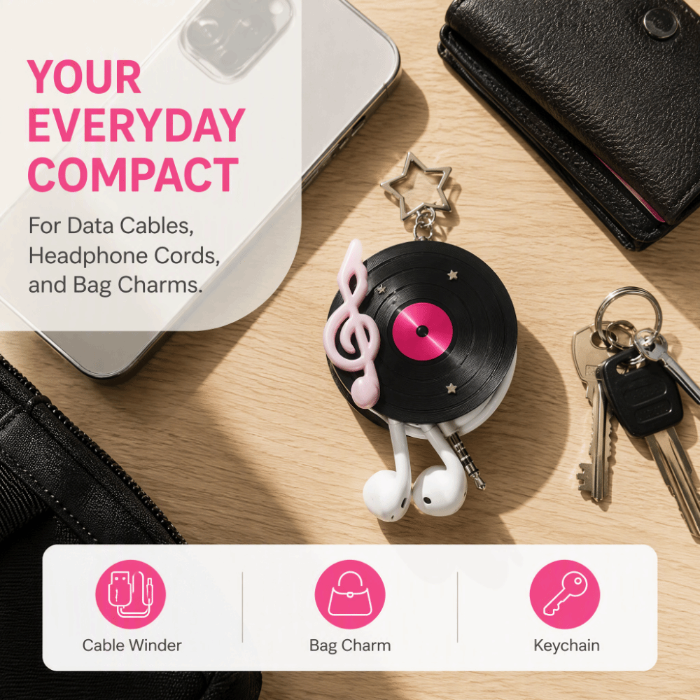 Y2K Vinyl Record Keychain Star - огляд і ціна Cable Winder Keychain
